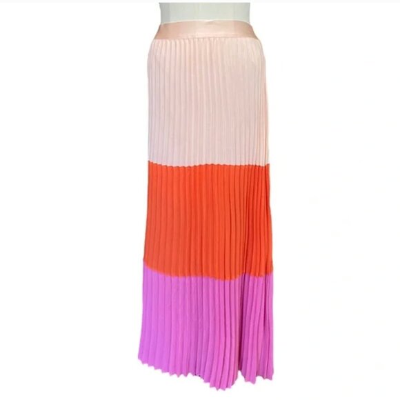 Express NWT High Waisted Pleated Colorblock MIDI Skirt size XXS - Picture 3 of 9